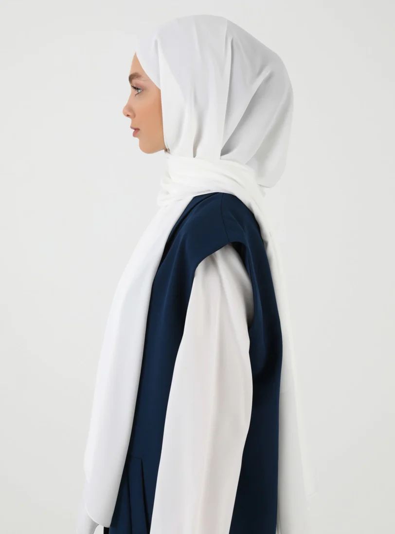 Crepe White Hijab - Image 2